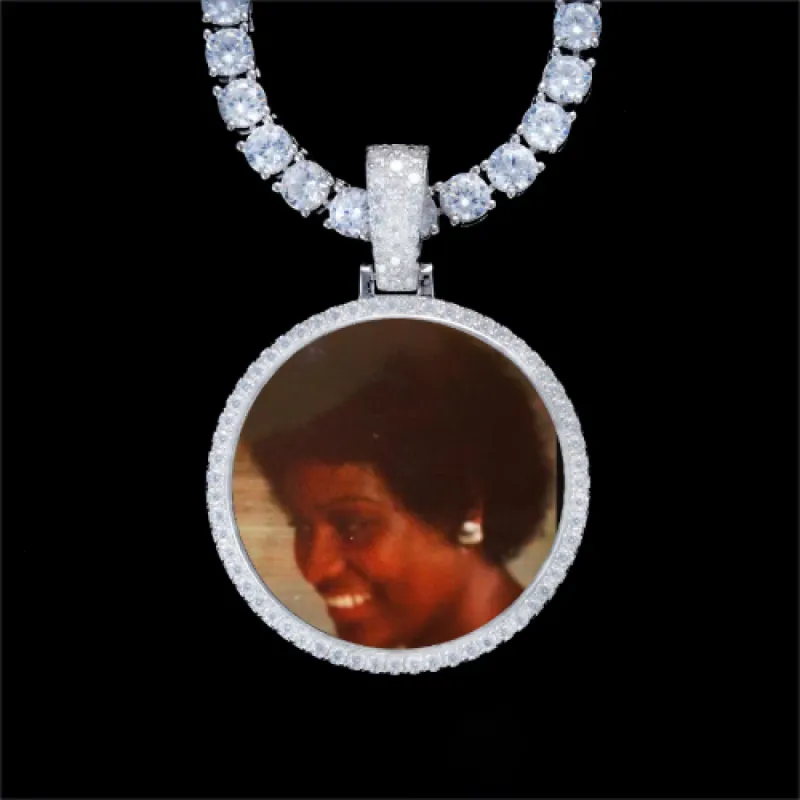 925S & VVS Moissanite 3D Circle Custom Picture Pendant sold by The GUU Shop