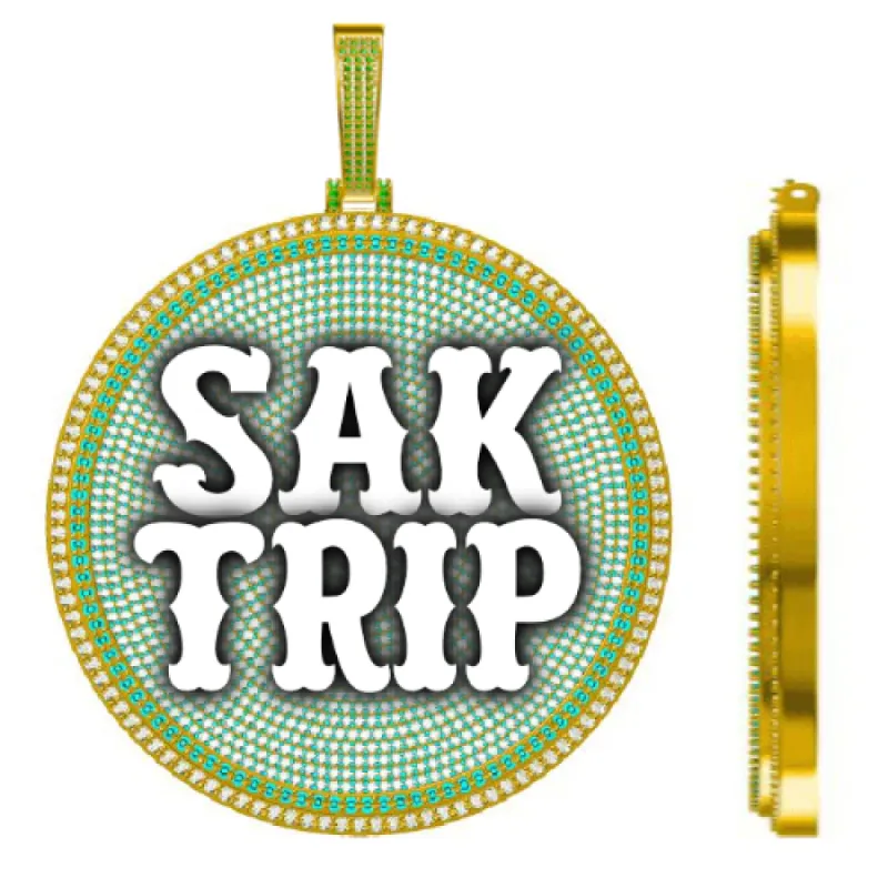 CUSTOM LETTER NECKLACE 3D BIG DISC sold by The GUU Shop