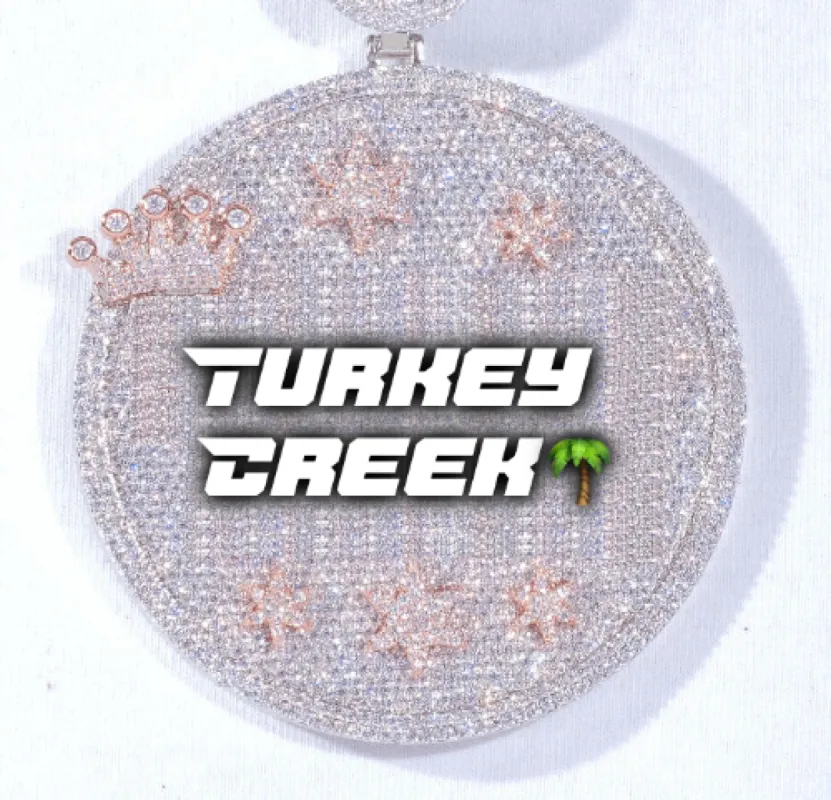 CUSTOM LETTER NECKLACE 3D BIG CROWN DISC sold by The GUU Shop