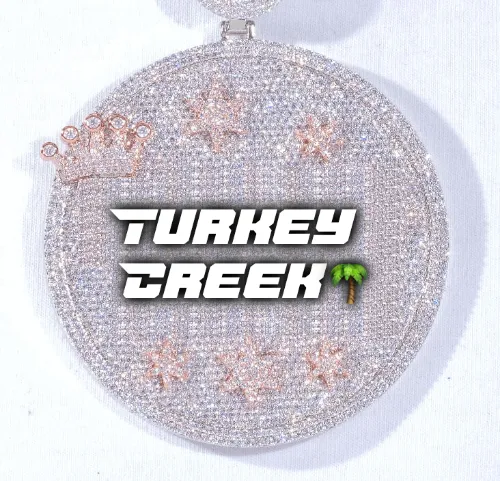 CUSTOM LETTER NECKLACE 3D BIG CROWN DISC sold by The GUU Shop