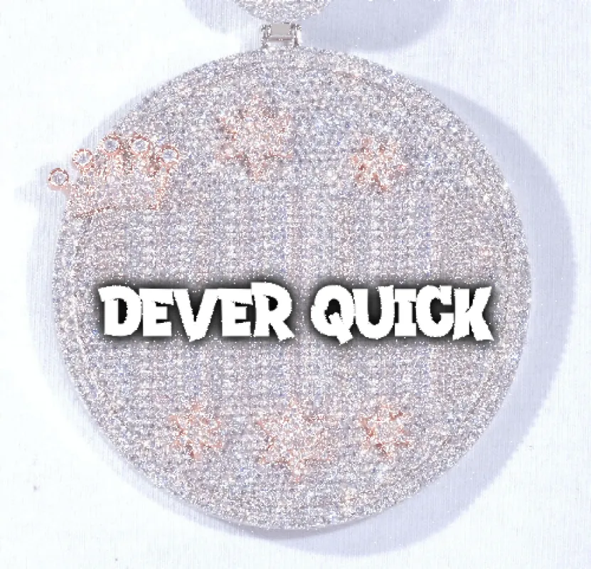 CUSTOM LETTER NECKLACE 3D BIG CROWN DISC sold by The GUU Shop