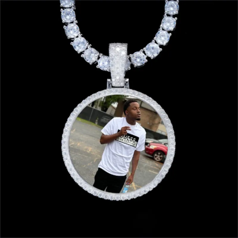 925S & VVS Moissanite 3D Circle Custom Picture Pendant sold by The GUU Shop