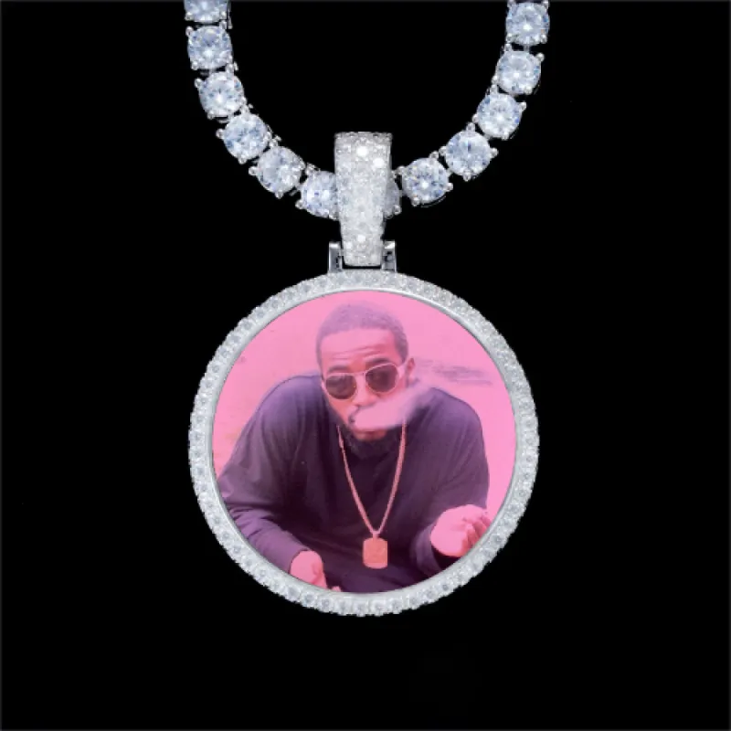 925S & VVS Moissanite 3D Circle Custom Picture Pendant sold by The GUU Shop