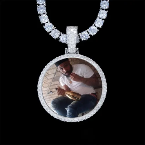 925S & VVS Moissanite 3D Circle Custom Picture Pendant sold by The GUU Shop