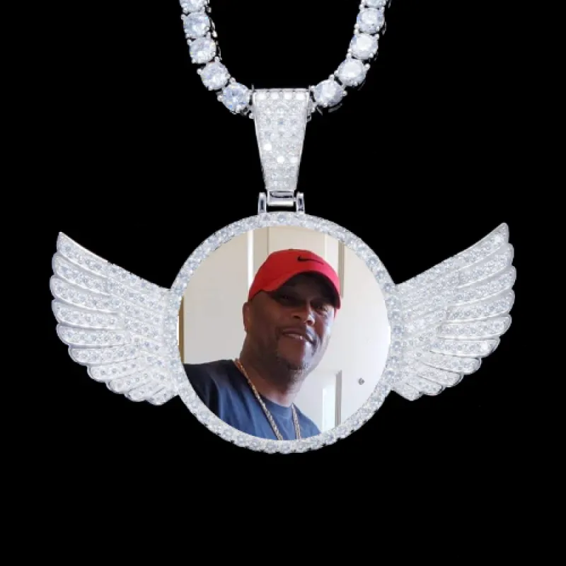 925S & VVS Moissanite 3D Wing Custom Picture Pendant sold by The GUU Shop