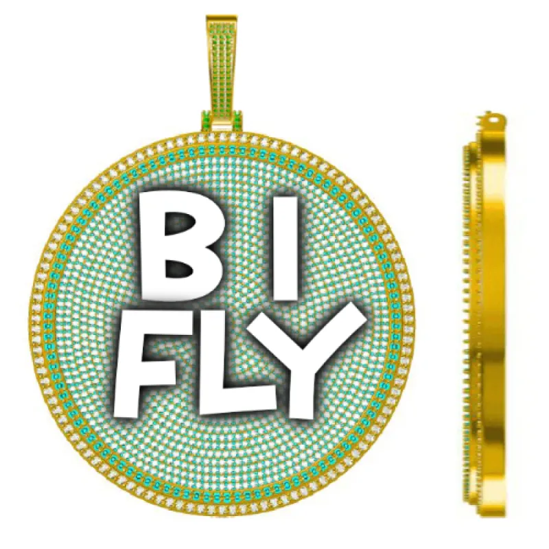 CUSTOM LETTER NECKLACE 3D BIG DISC sold by The GUU Shop