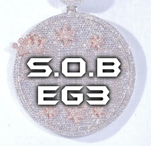 CUSTOM LETTER NECKLACE 3D BIG CROWN DISC sold by The GUU Shop