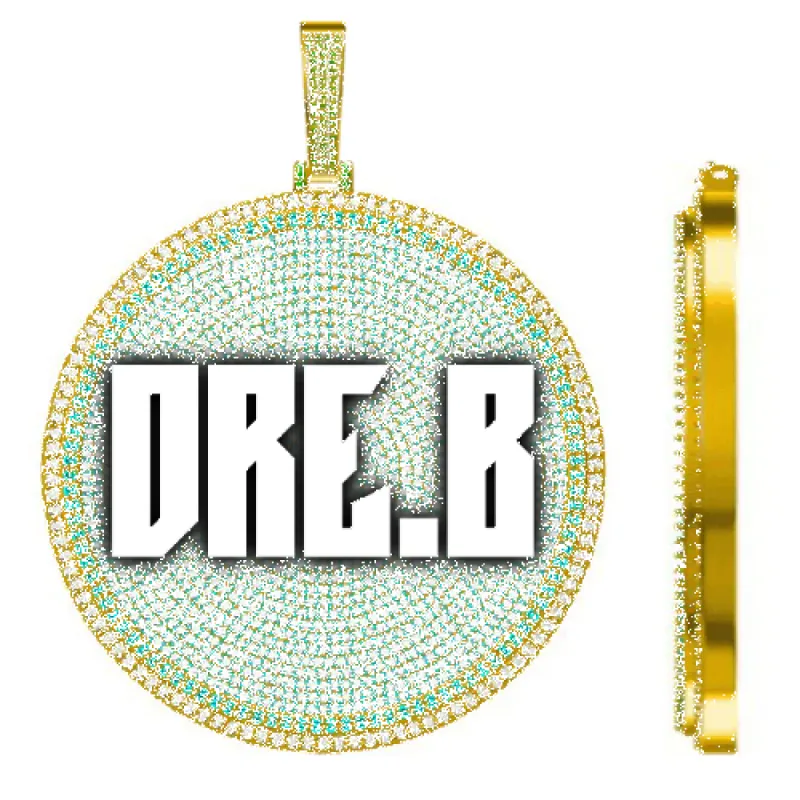 CUSTOM LETTER NECKLACE 3D BIG DISC sold by The GUU Shop