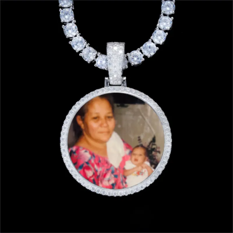 925S & VVS Moissanite 3D Circle Custom Picture Pendant sold by The GUU Shop