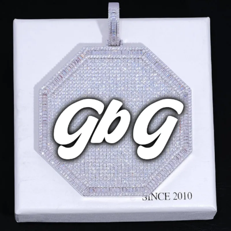 CUSTOM LETTER NECKLACE 3D BIG OCTAGON sold by The GUU Shop