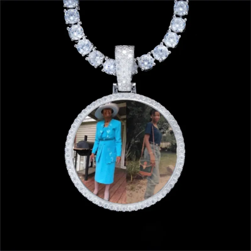 925S & VVS Moissanite 3D Circle Custom Picture Pendant sold by The GUU Shop
