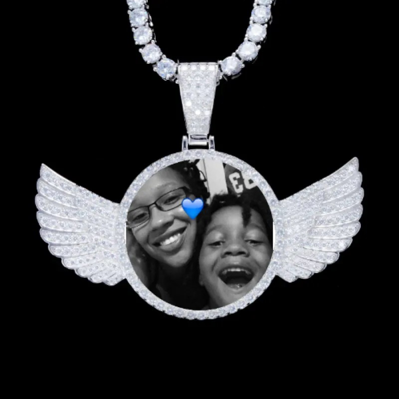 925S & VVS Moissanite 3D Wing Custom Picture Pendant sold by The GUU Shop