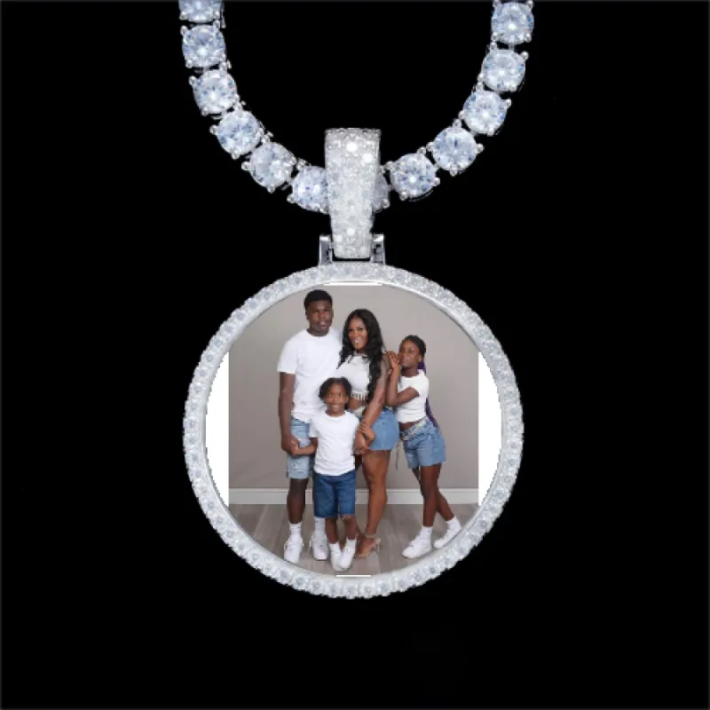 925S & VVS Moissanite 3D Circle Custom Picture Pendant sold by The GUU Shop