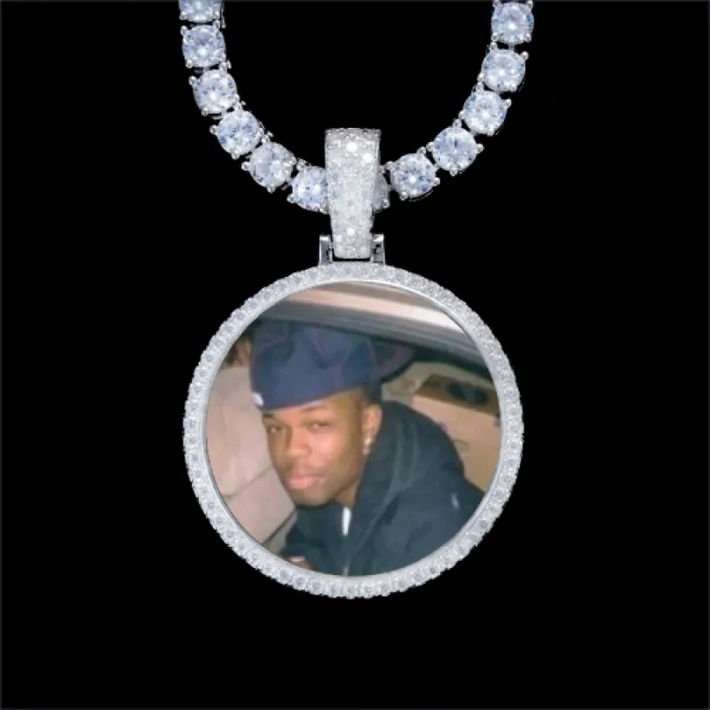 925S & VVS Moissanite 3D Circle Custom Picture Pendant sold by The GUU Shop