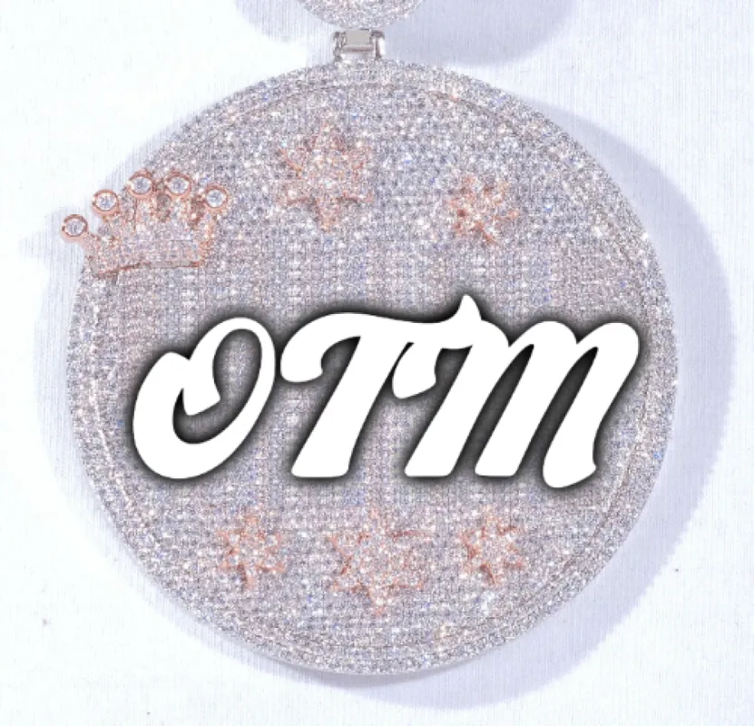 CUSTOM LETTER NECKLACE 3D BIG CROWN DISC sold by The GUU Shop