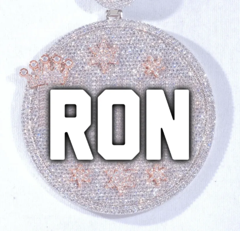 CUSTOM LETTER NECKLACE 3D BIG CROWN DISC sold by The GUU Shop