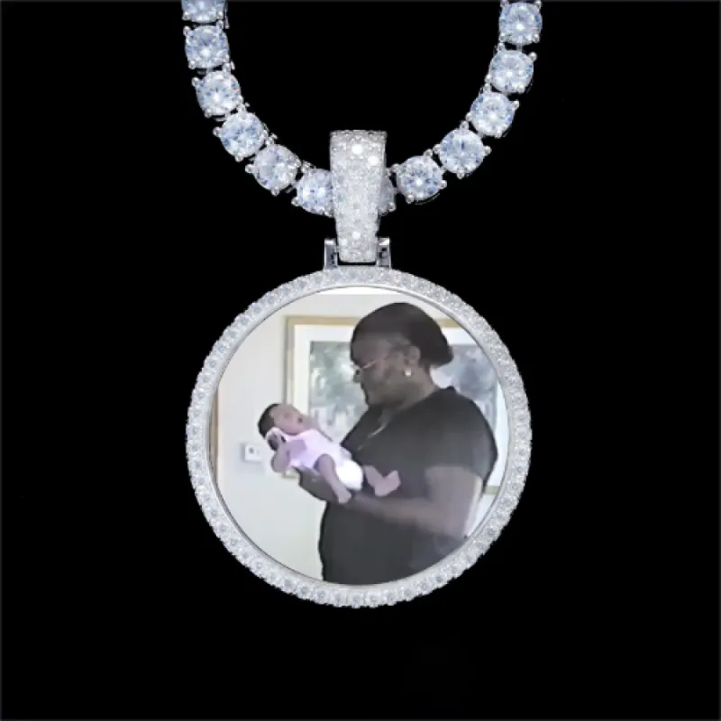 925S & VVS Moissanite 3D Circle Custom Picture Pendant sold by The GUU Shop