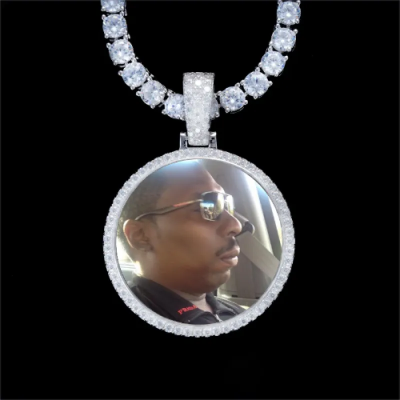 925S & VVS Moissanite 3D Circle Custom Picture Pendant sold by The GUU Shop
