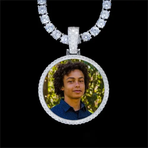 925S & VVS Moissanite 3D Circle Custom Picture Pendant sold by The GUU Shop