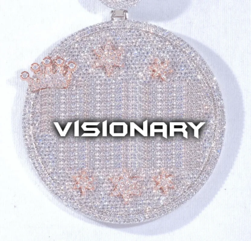 CUSTOM LETTER NECKLACE 3D BIG CROWN DISC sold by The GUU Shop