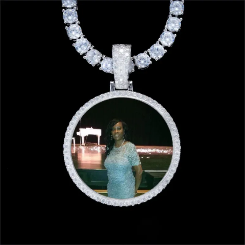 925S & VVS Moissanite 3D Circle Custom Picture Pendant sold by The GUU Shop