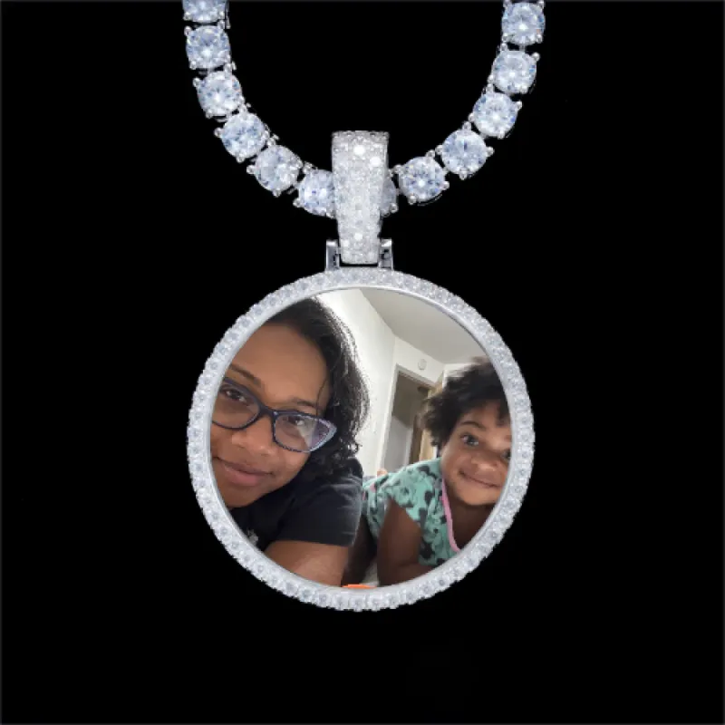 925S & VVS Moissanite 3D Circle Custom Picture Pendant sold by The GUU Shop