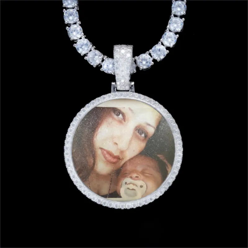 925S & VVS Moissanite 3D Circle Custom Picture Pendant sold by The GUU Shop