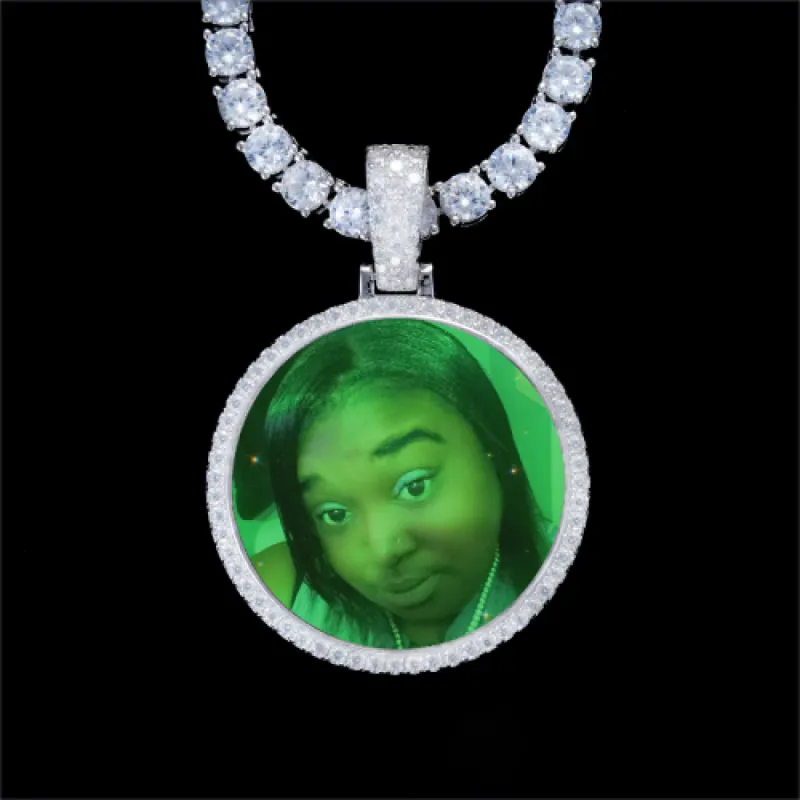 925S & VVS Moissanite 3D Circle Custom Picture Pendant sold by The GUU Shop