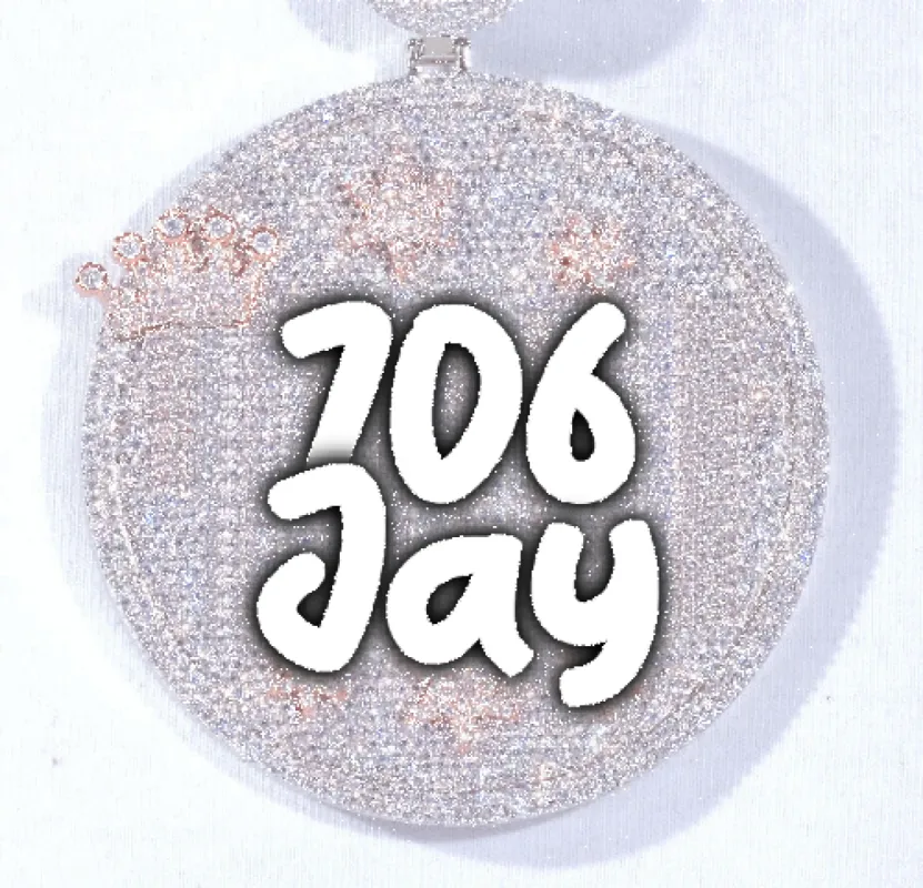 CUSTOM LETTER NECKLACE 3D BIG CROWN DISC sold by The GUU Shop