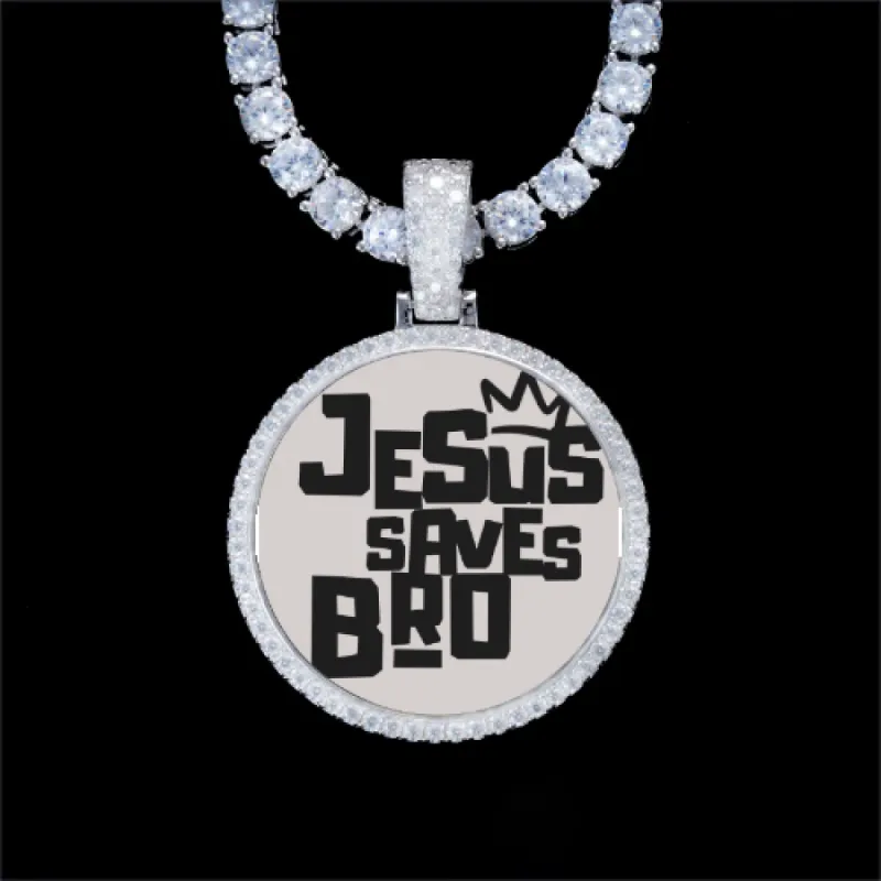 925S & VVS Moissanite 3D Circle Custom Picture Pendant sold by The GUU Shop