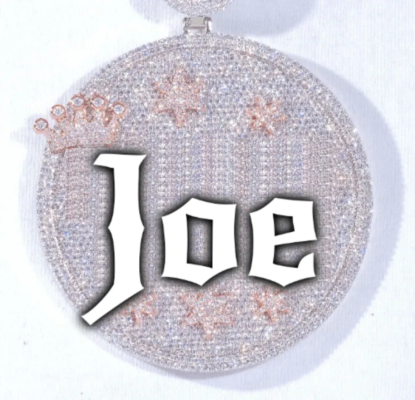 CUSTOM LETTER NECKLACE 3D BIG CROWN DISC sold by The GUU Shop