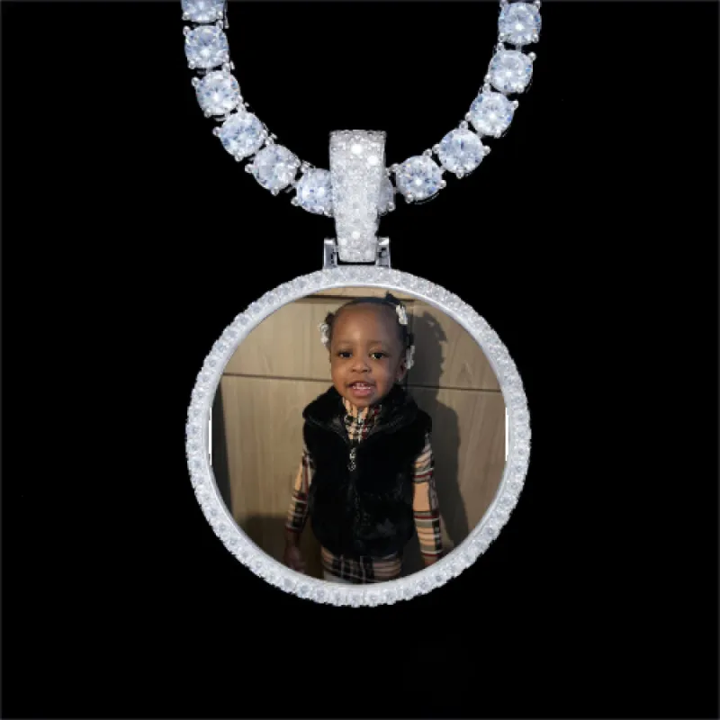 925S & VVS Moissanite 3D Circle Custom Picture Pendant sold by The GUU Shop