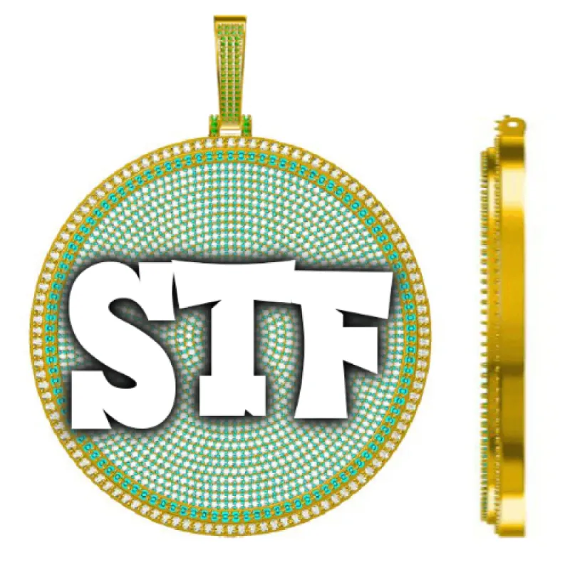 CUSTOM LETTER NECKLACE 3D BIG DISC sold by The GUU Shop