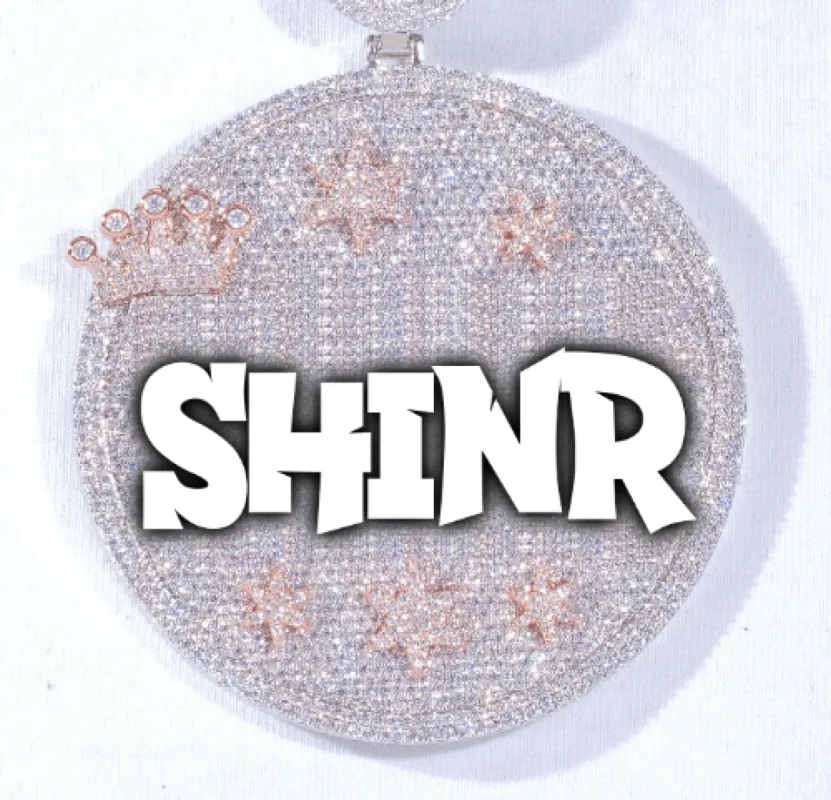 CUSTOM LETTER NECKLACE 3D BIG CROWN DISC sold by The GUU Shop