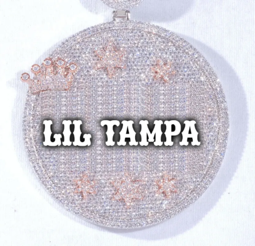 CUSTOM LETTER NECKLACE 3D BIG CROWN DISC sold by The GUU Shop