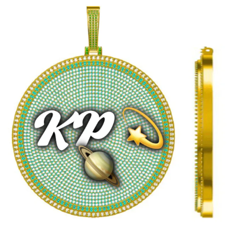 CUSTOM LETTER NECKLACE 3D BIG DISC sold by The GUU Shop