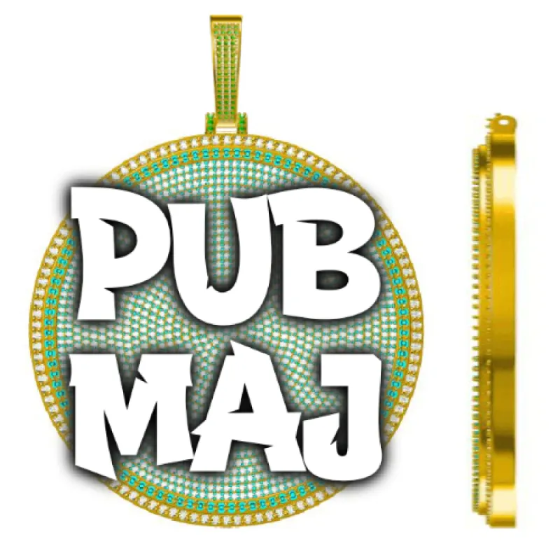 CUSTOM LETTER NECKLACE 3D BIG DISC made by The GUU Shop