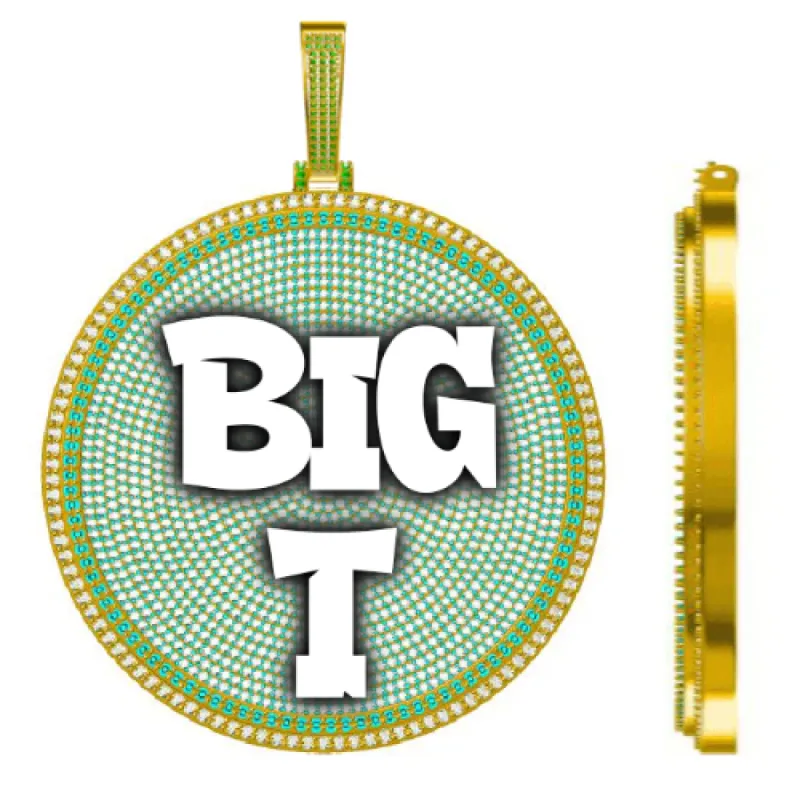 CUSTOM LETTER NECKLACE 3D BIG DISC sold by The GUU Shop