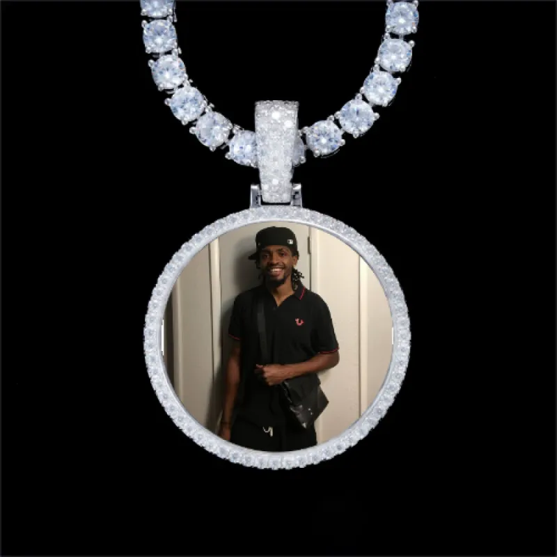 925S & VVS Moissanite 3D Circle Custom Picture Pendant sold by The GUU Shop
