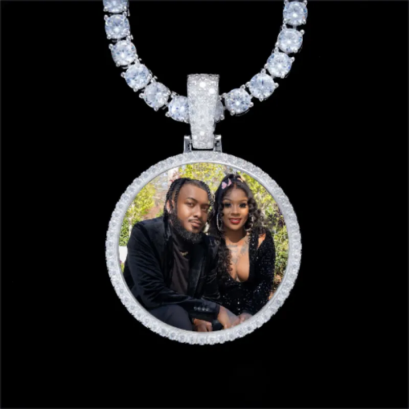 925S & VVS Moissanite 3D Circle Custom Picture Pendant sold by The GUU Shop