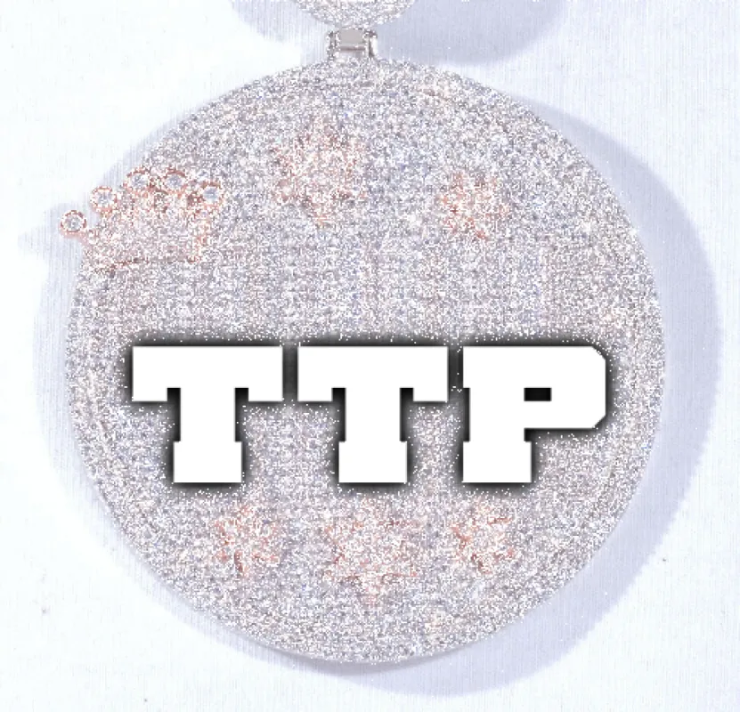 CUSTOM LETTER NECKLACE 3D BIG CROWN DISC sold by The GUU Shop