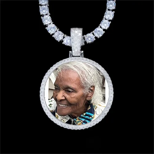 925S & VVS Moissanite 3D Circle Custom Picture Pendant sold by The GUU Shop