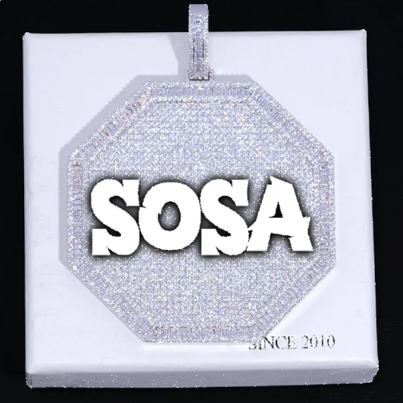 CUSTOM LETTER NECKLACE 3D BIG OCTAGON sold by The GUU Shop