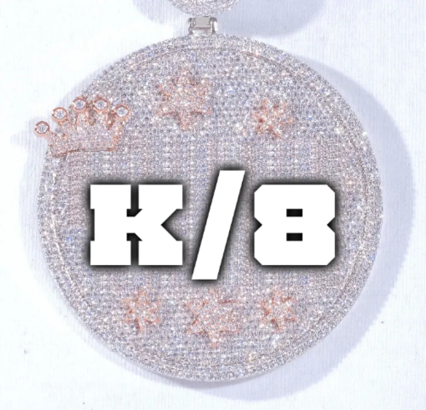 CUSTOM LETTER NECKLACE 3D BIG CROWN DISC sold by The GUU Shop