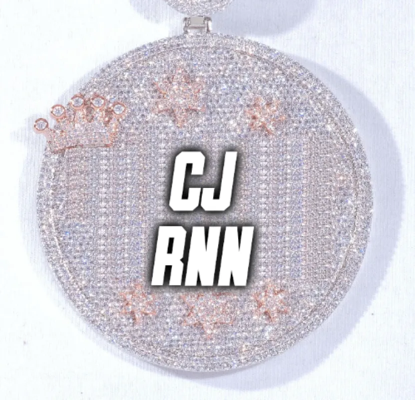 CUSTOM LETTER NECKLACE 3D BIG CROWN DISC sold by The GUU Shop