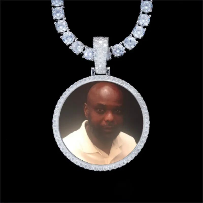 925S & VVS Moissanite 3D Circle Custom Picture Pendant sold by The GUU Shop