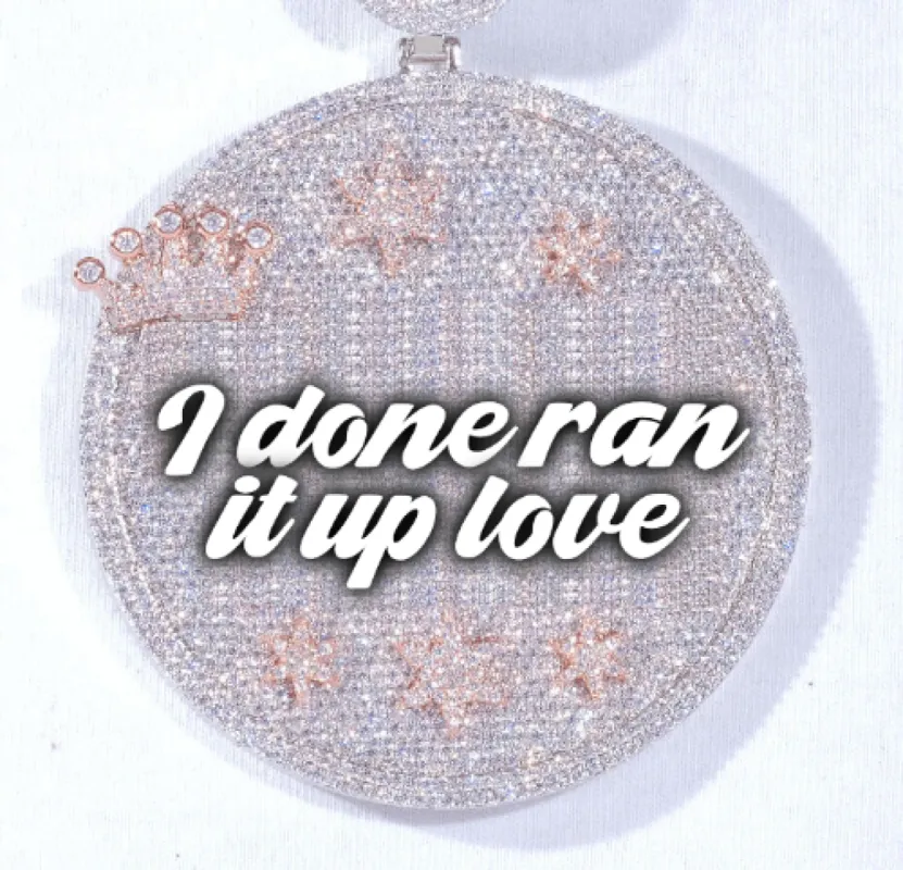 CUSTOM LETTER NECKLACE 3D BIG CROWN DISC sold by The GUU Shop