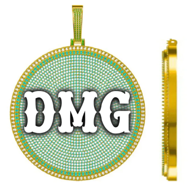 CUSTOM LETTER NECKLACE 3D BIG DISC sold by The GUU Shop