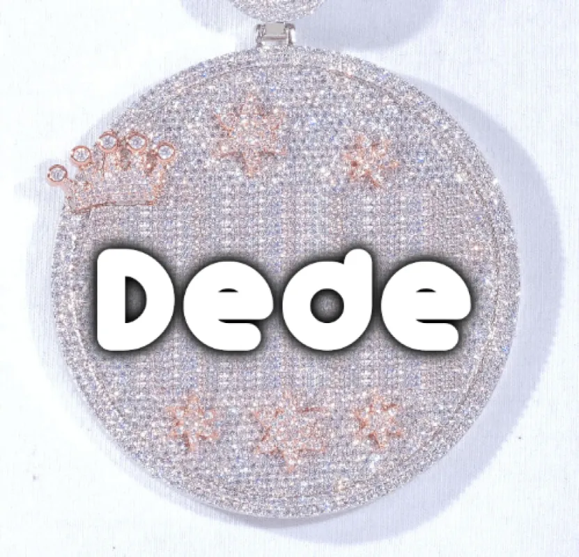 CUSTOM LETTER NECKLACE 3D BIG CROWN DISC sold by The GUU Shop