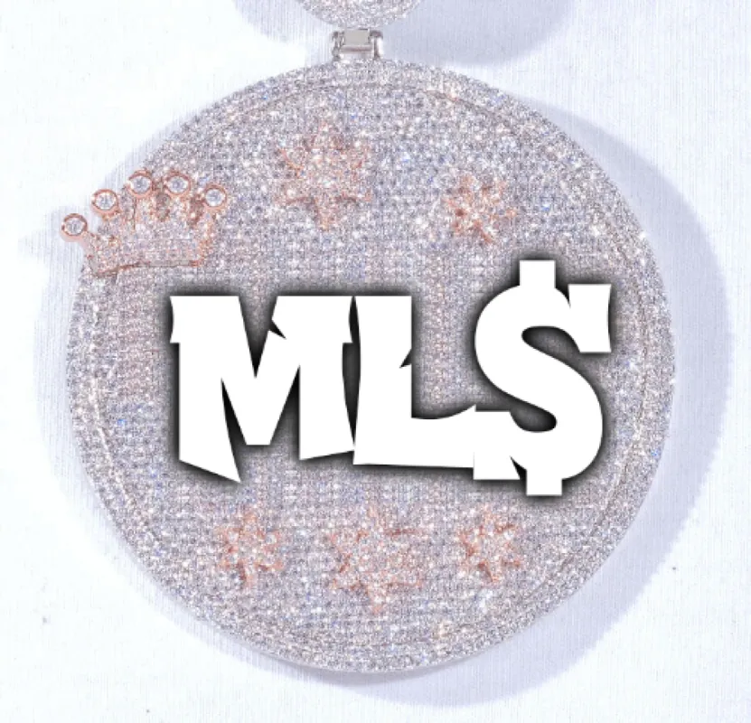 CUSTOM LETTER NECKLACE 3D BIG CROWN DISC sold by The GUU Shop